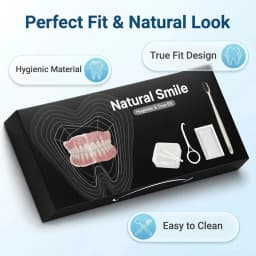 Complete Full Mouth Denture Set With Storage Case Toothbrush Removal Hook-soft Silicone Reline False Teeth For Comfortable Fit