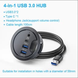 USB HUB Mount In Desk HUBs USB 3.0/2.0 HUB With SD/TF Card Reader External Stereo Sound Type C Port For PC/Tablet USB Splitter