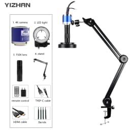 Yizhan 1080P Digital Microscope 4K HDMI USB Microscope 48MP 13MP Type-C VGA 2K Camera 150X 215X C Mount Lens For PCB Soldering