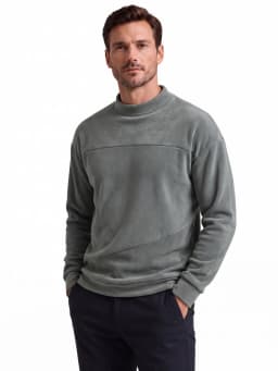 AIOPESON Men's Pullover Sweatshirt Mock Neck Solid Color Single Pocket Autumn Winter Casual Warm Loose Fit Long Sleeve Outerwear