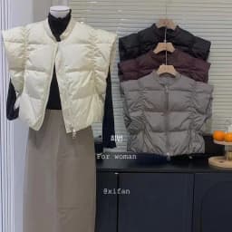 White Duck down Vest Short Style Design Sensation European Goods High Waist Fly Shoulder Winter Design Commute Style
