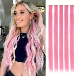 5pcs/Set Long Straight Synthetic Clip-In Hair Extensions for Women Halloween Christmas Party Cosplay