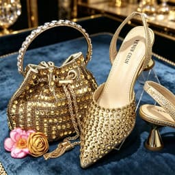 Venus Chan 2026 Elegant Women's Pointed Toe Heels - Wine Color Full Diamond Pumps with Matching Italian Shoes & Bags Set