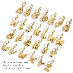 EMANCO Stainless Steel 3D Bubble Alphabet Charms Minimalist Style Letter Elements DIY Necklace Bracelet Jewelry Making