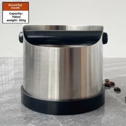 Coffee Knock Box Stainless Steel Espresso Knock Box Non Slip Coffee Ground Knock Box with Rubber Ring Beveled Coffee Ground Bin