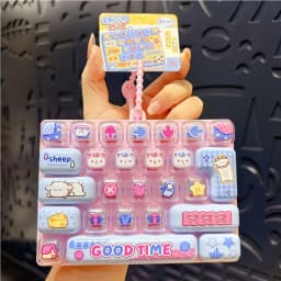 Candy Color Fidget Keycap Clicker Keychain Cute 26 Keys Stress Relief Keyboard Toy Bag Pendant Cartoon Fidget Key Ring