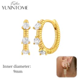 925 Sterling Silver Ear Needle Hoop Earrings Crystal Circle Small Huggie Earrings for Women Simple Females Girls Jewelry