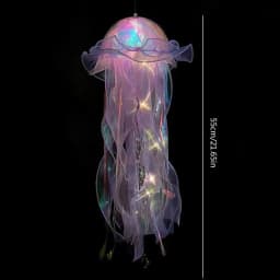 Jellyfish Atmosphere Night Light Button Battery Hanging Ceiling Lantern with Ribbon&Bead LED Bulbs for Room Decoration