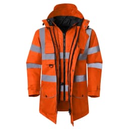 Safety Jacket Reflective Waterproof Windproof Coldproof Hi Vis 7 in 1 Parka Windbreaker Workwear with Detachable Cotton Linner