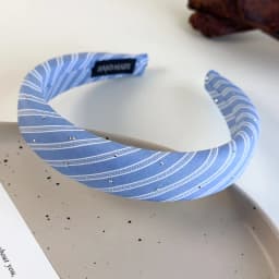 Beach Blue Striped Headbands New Twill Fabric Sponge Hair Hoop for Womans Girls Sweet Elegant Hair Band Fashion Retro Headdress