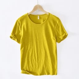 Retro Raw Edge T-Shirt for Men 100% Cotton Lightweight & Breathable Slim-Fit Monochromatic O-Neck Summer Streetwear Essential