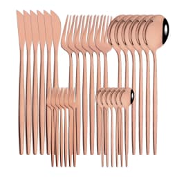 6Set/30Pcs Pink Silver Dinnerware Set Stainless Steel Knife Ckae Fork Spoon Cutlery Set Tableware Silverware Set Dropshipping