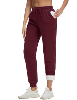 TACVASEN Warm Sherpa Lined Thermal Drawstring Sweatpants Women's Winter Fleece Pants Insulated Athletic Joggers with Pockets