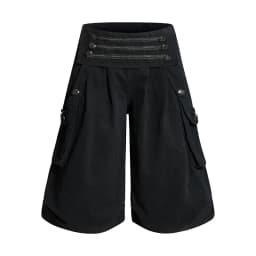 REDDACHiC Goth Royal Women Capri Cargo Pants Vintage Button Low Waist Pleated Baggy Bermuda Shorts Alternative Summer Clothes