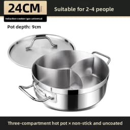 Stainless Steel Dual Hot Pot | Thickened Large-Capacity Pot for Home & Induction Cooking
