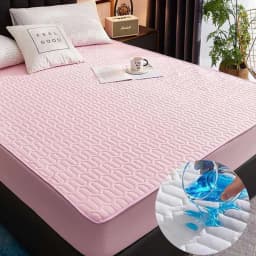 Cartoon Quilting Waterproof Fitted Sheet Cute Printed Padded Mattress Protector Skin-Friendly Non-Slip Mat with Elastic Band