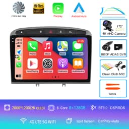 Android 16 Car Radio for Peugeot RCZ 308 SW 2007-2015 408 2012-2020 2DIN Multimedia Navigation GPS Carplay Auto Head Unit WIFI