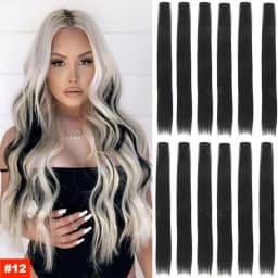 1 5 11 Pcs/lot Clip in Hair Extensions Multi-Colors Highlights Synthetic Hair 22 inch Rainbow Hairpieces for Girls Women Kids