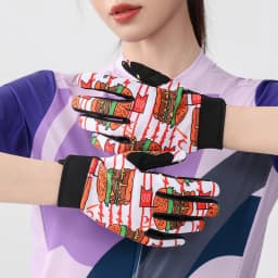 1 pair of parent-child fun graffiti burger sports cycling gloves, non slip, shock-absorbing, wear-resistant, breathable cycling