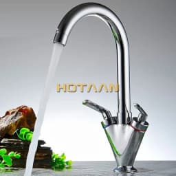 Brass Quality Guarantee! double handle kitchen sink tap ,kitchen mixer,round swivel Kitchen Faucets,torneira YT-6041