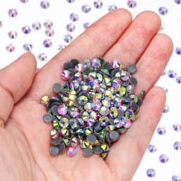 QIIY SS3-SS50 Crystal AB Black Glass Rhinestones Hot-fix Flatback Iron On Stones For Wedding Dress Fabric Clothes Decoration