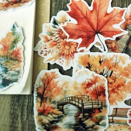 1 Set Autumn Scenery Stickers Decorative Labels Scrapbooking Collage Material Journal Supplies Journaling Stationery Supplies