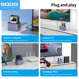 GODO USB 3.0 Dual Bay External Hard Drive Docking Station 2.5 Inch SSD HDD Dock Offline Clone Aluminum Hard Drive Enclosure