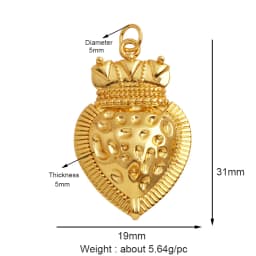 New in Sacred Red Heart Charm Victorian Love Zircon Charm Pendant,Fashion Wing 18K Gold Plated for Jewelry Making Supplies P04