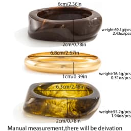 Salircon 3 Styles Vintage Punk Brown Thick Resin Acrylic Smudging Bangles Women Geometric Irregular Bracelets Pulseras Jewelry
