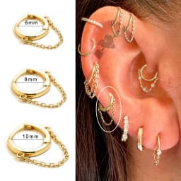 1pc Stainless Steel Simple Septum Piercing Nose Rings Women Hoop Earrings with Chain Gold Color Tragus Rook Ear Piercing Jewelry