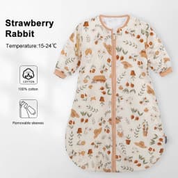 Sleeping Bag For Babies 0-24Months Soft Cotton Gauze Breathable 3-Ways Zipper Puppy Dog Baby Sleeping Bag With Removable Sleeves