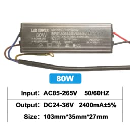 LED Driver 10W 20W 30W50W 70W 80W100W Adapter Transformer AC85V-265V to DC24-36V IP65 Power Supply 300mA 600mA900mA 1500/2100mA