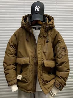 New 2025 Men's Parka down Jacket Thickened Warm Casual Loose Fit White Duck Feather Workwear Style Windproof Youth Fashion
