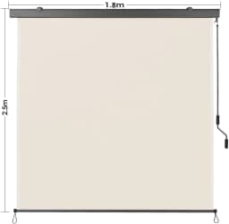 Vertical Awning, Balcony Awning with Hand Crank and Awning Cassette for Patio, Balcony, UV-Resistant Sun Protection