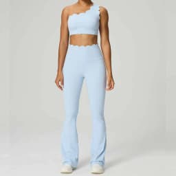 Women Yoga Set 2 Piece High Elastic Slim Fit High Waist Leggings Gym Tops Tummy Control Booty Lifting Workout Activewear