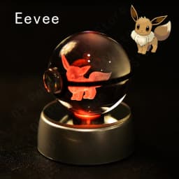 Pokemon 3D Crystal Ball Pikachu Gengar Mew Mewtwo Figurines Lamp Base Pokeball 3D Pokemon Glass Ball Statue Birthday Gift