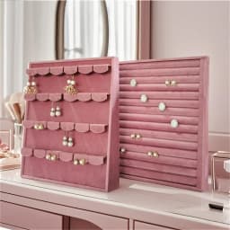 Vertical Velvet and Leather Jewelry Display Stand Large Adjustable Earring Necklace Ring Organizer for Shop Home Vanity Counter