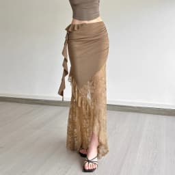 SylCue Mesh Patchwork Long Skirts Women Elastic Waist Solid Ruched Ruffles Tassel Street Fashion Elegant Style Skinny Outfits