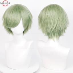 Anime 30cm Short Straight Cosplay Wig Black White Green Brown Purple Blue Gray Red Gold Man Women Heat Resistant Synthetic Hair