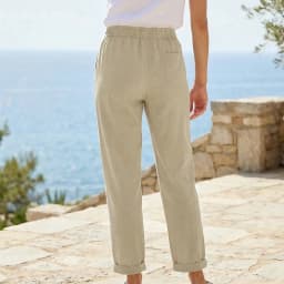 Women's Pants Cotton Linen Solid Color Breathable Lightweight Elastic Waist Fashion Simple Style Casual Straight Leg Trousers
