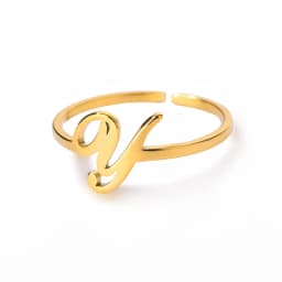Initial Letter Rings For Women Gold Color Stainless Steel A-Z Letter Adjustable Ring Aesthetic Wedding Christmas Jewelry Gift