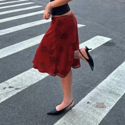 Retro Floral Digital Print Low Waist Lightweight Double Layer Mesh Skirt Temperament Hip Hugging Women Daily Vacation Skirt