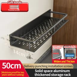Aluminum Kitchen Rack Kitchen Shelf Toilet Storage No Drill Hanging Rack Bathroom Organizer Hang on the Wall Kitchen
