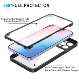 360 Full Body Front+Back Clear Case For iPhone 16 15 14 13 11 12 Pro Max XS X XR 7 8 Plus SE 2022 Silicone Shockproof Cover