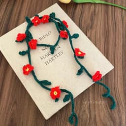 Cool Wool Knitted Scarf Handmade Crocheted Korean Style Rose Flower Shawl Harajuku Style Ribbon Knit Headband Ladies