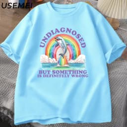 Undiagnosed But Something Is Definitely Wrong T-Shirt Vintage Men's Clothes Summer Cotton Short Sleeve T Shirt Loose Tops
