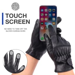 Professional Genuine Leather Work Gloves -Touchscreen Durable Cut Resistant for Mechanic Driving Riding Heavy Duty Outdoor Work
