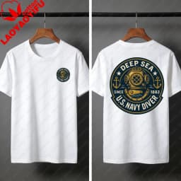 Deep Sea Diver Emblem Summer Men T-Shirt Military Style Casual Wear Beach and Outdoor Activities Divers Clothes Shirts