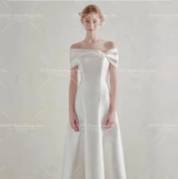 OLOEY Simple Off the Shoulder Korea Wedding Dresses A Line Corset Back Customized Bridal Gown Photos Shoot Satin Party Dress