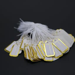 100Pcs Round Rectangle Card Paper Jewelry Price Labels Gold/Silver Edge Jewellery Hangtags Display Tool Blank Hanging Tags
